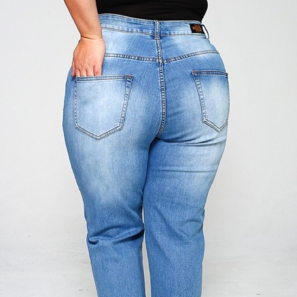 Lt Stone Distressed Jeans - Picture 4 of 5